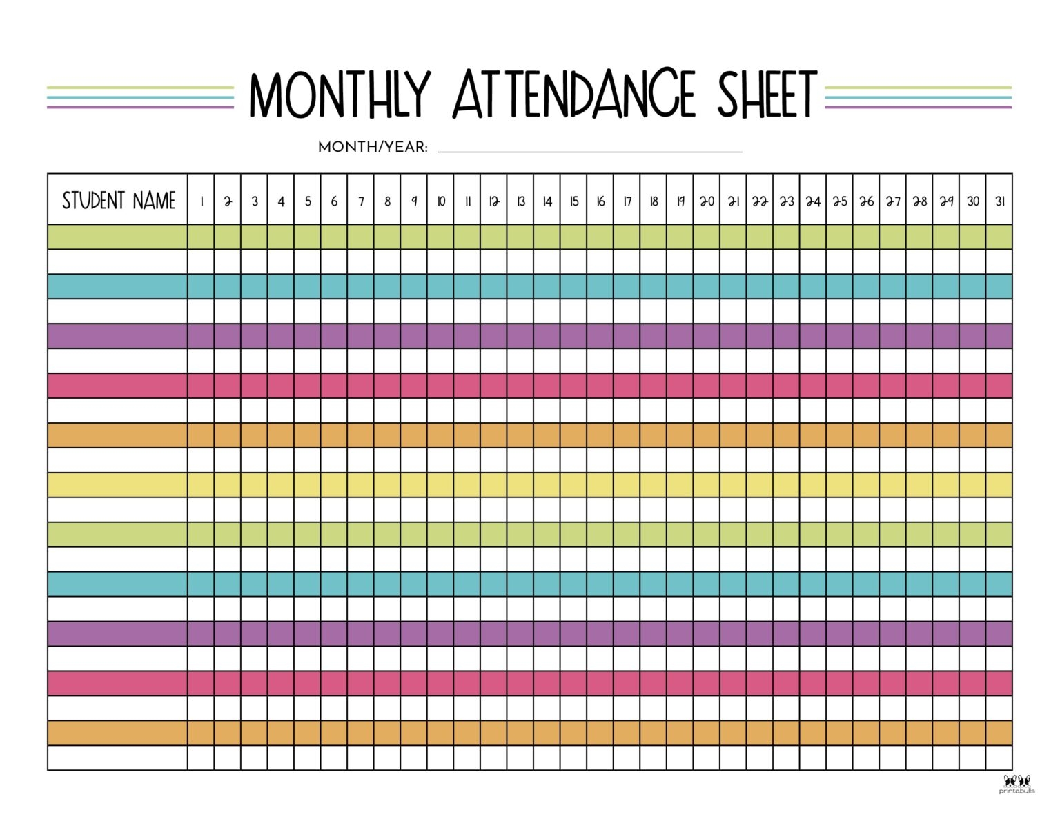 Attendance Sheets 52 FREE Printables PrintaBulk
