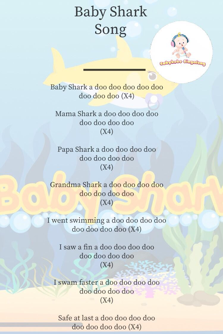 Baby Shark Printable Lyrics Free Printable Templates