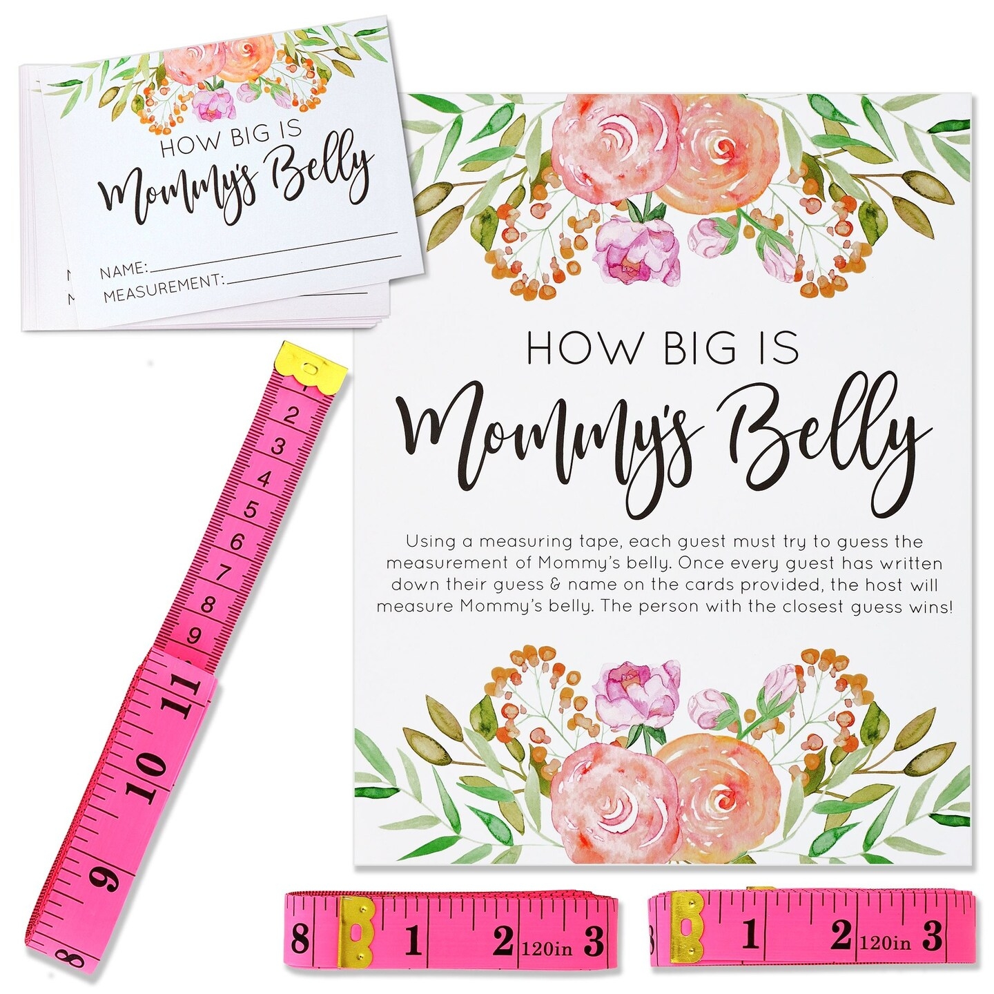 Baby Shower How Big Is Mommys Belly Game With 24 Cards 3 Pink 