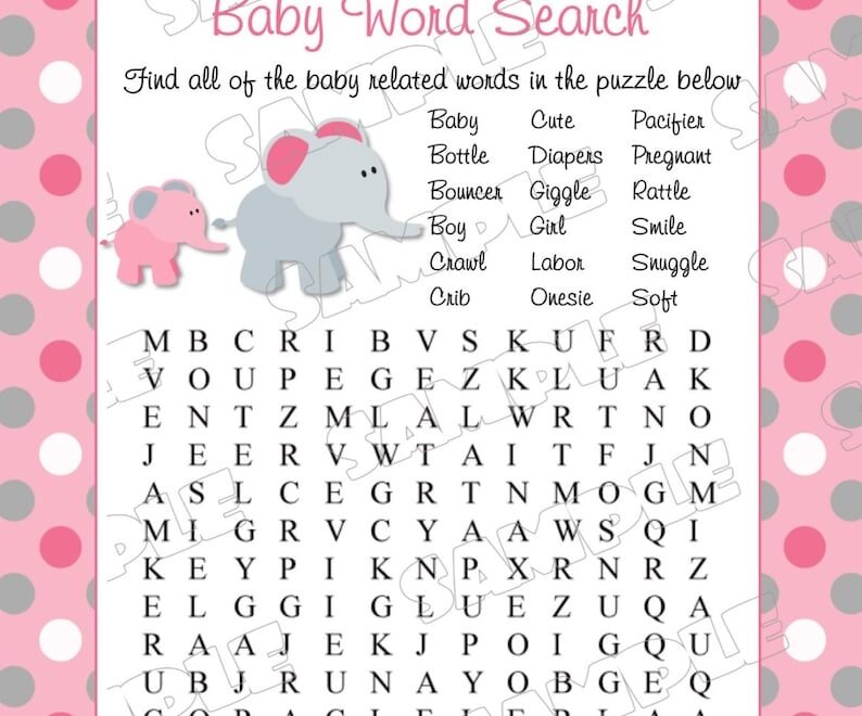 Baby Shower Word Search Printable