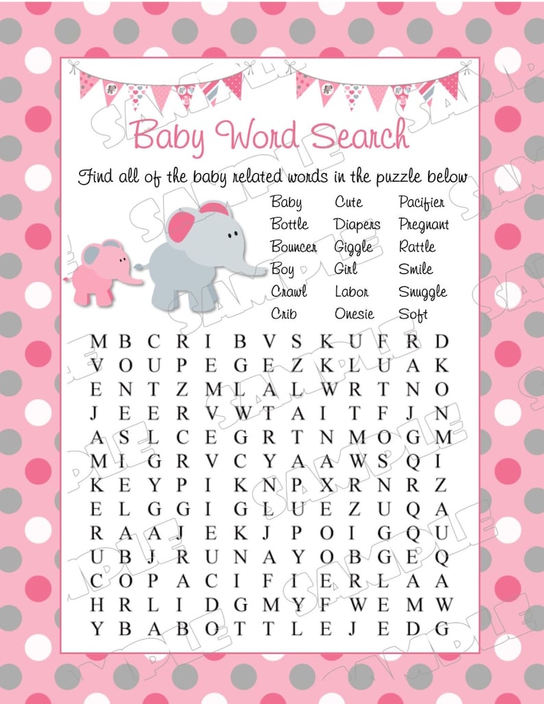 Baby Shower Word Search Printable