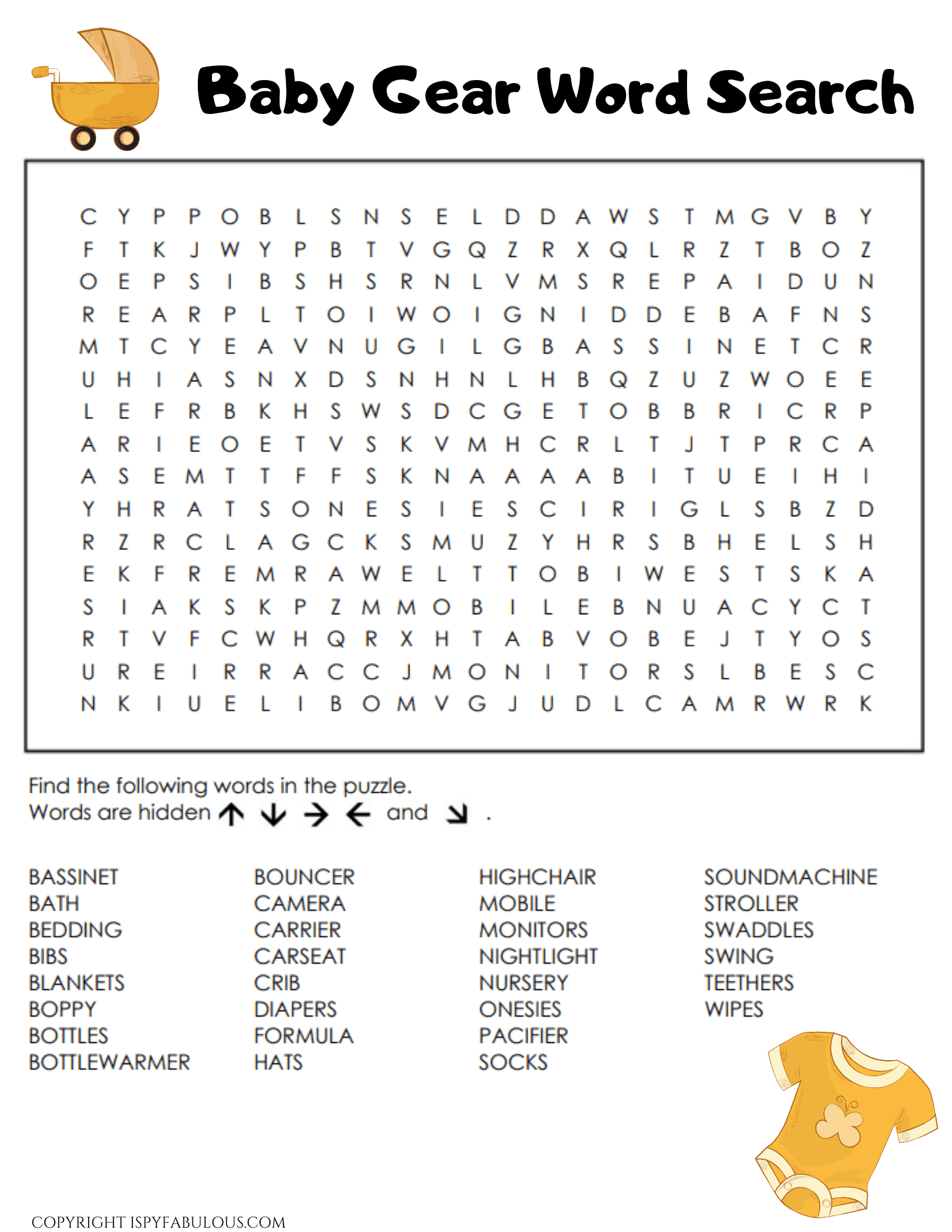 Free Printable Baby Shower Word Search
