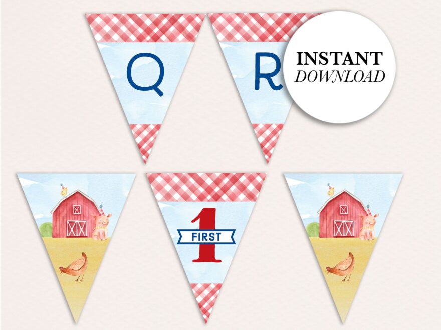 Barnyard Birthday Banner Printable Printable Party Banner Etsy