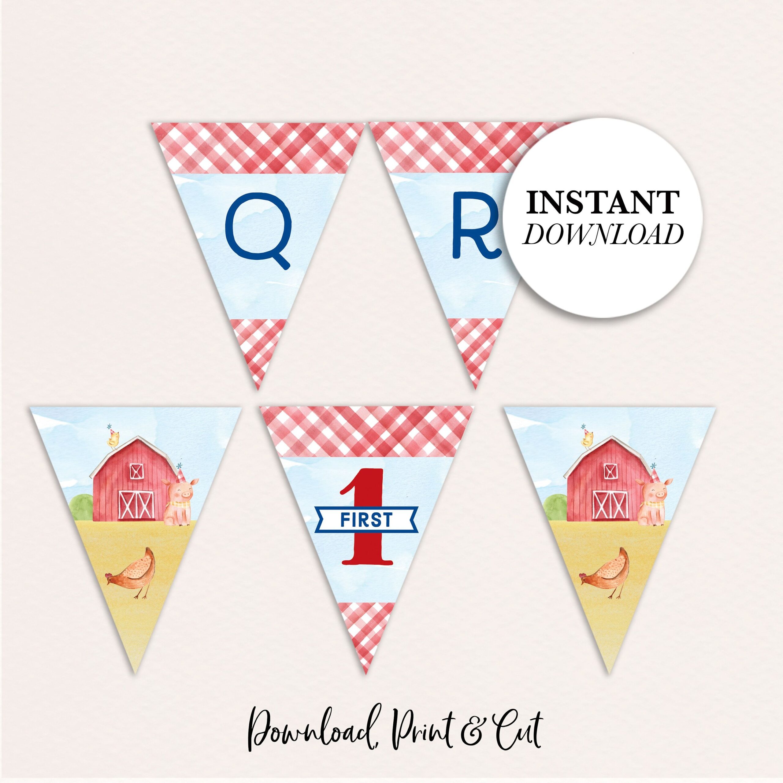 Barnyard Birthday Banner Printable Printable Party Banner Etsy 