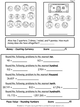 Basic Math Skills Assessment Basic Math Test Grades K 5 TpT
