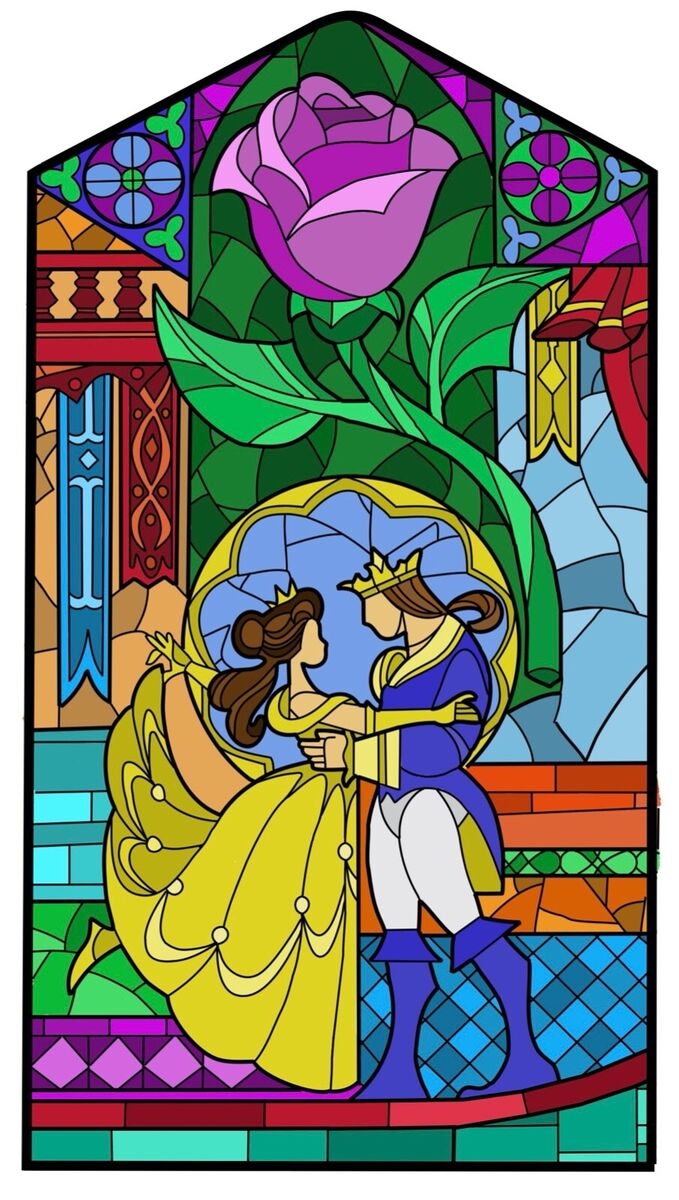 Beauty And The Beast Stained Glass Window Tattoo