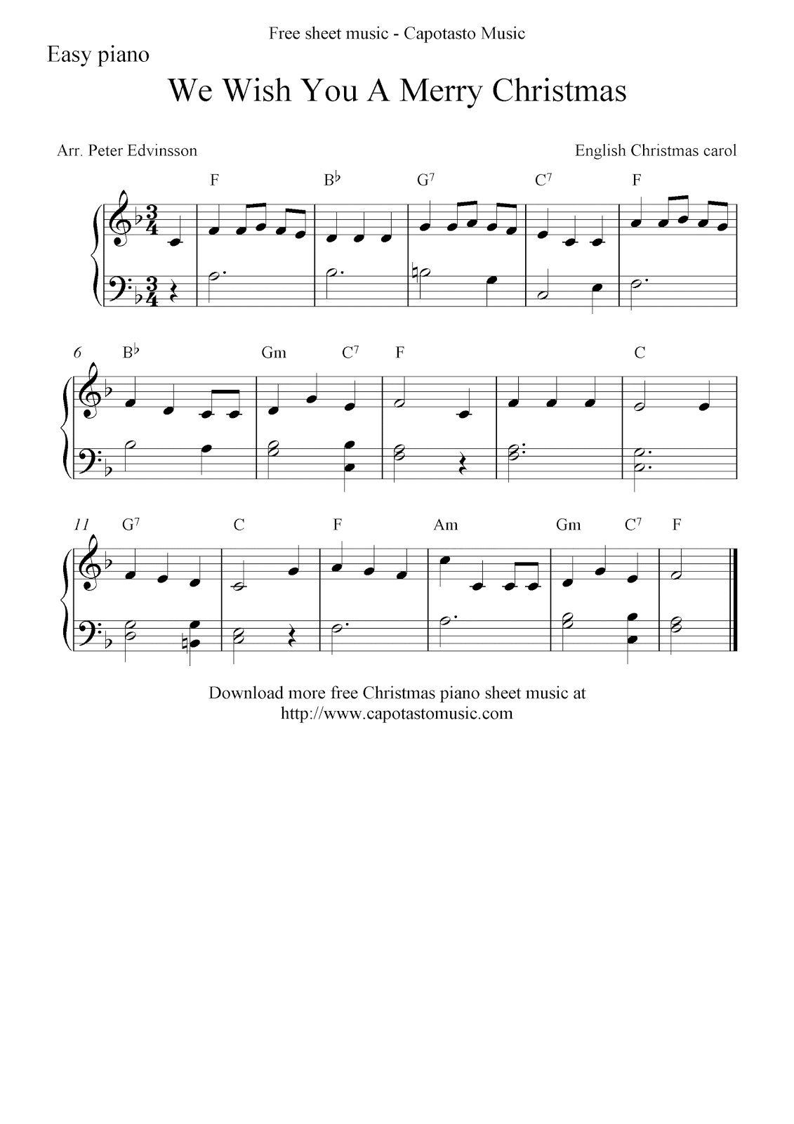 Beginner Piano Christmas Music Free Printable