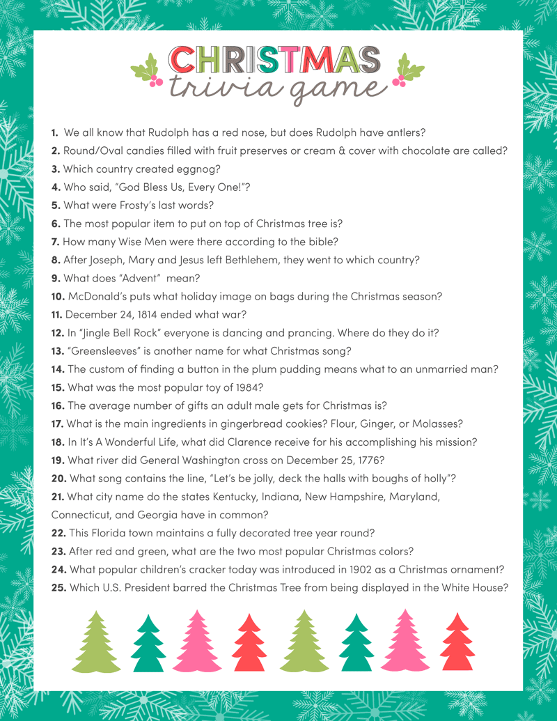 Best Christmas Quiz Questions And Answers Free Printable