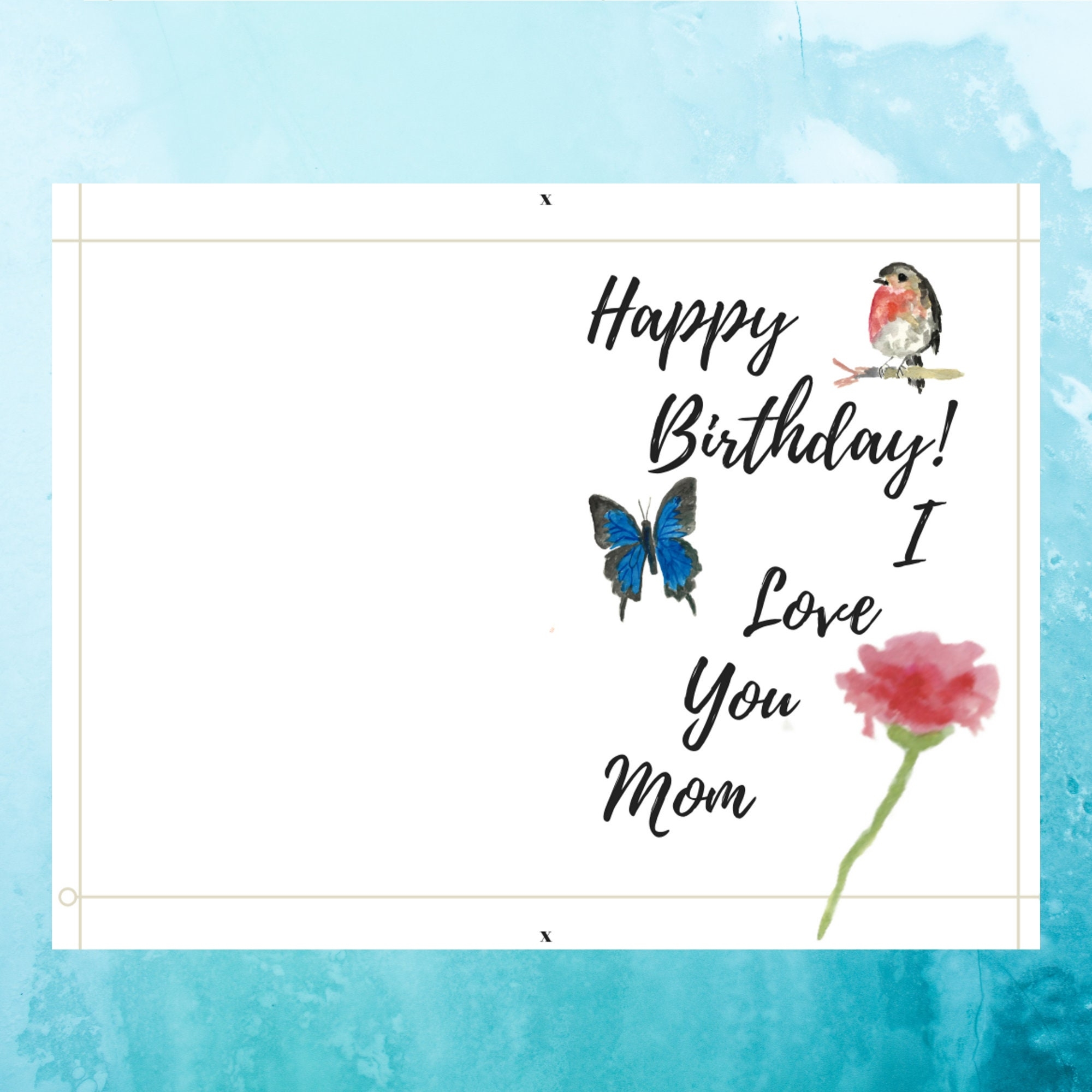 Birthday Card For Mom PRINTABLE Birthday Card Mother Instant Etsy