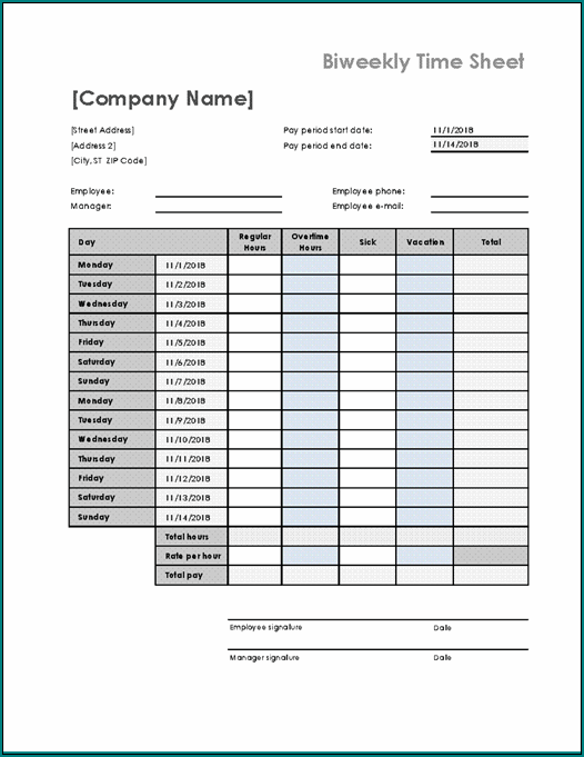 Free Printable Biweekly Time Sheets
