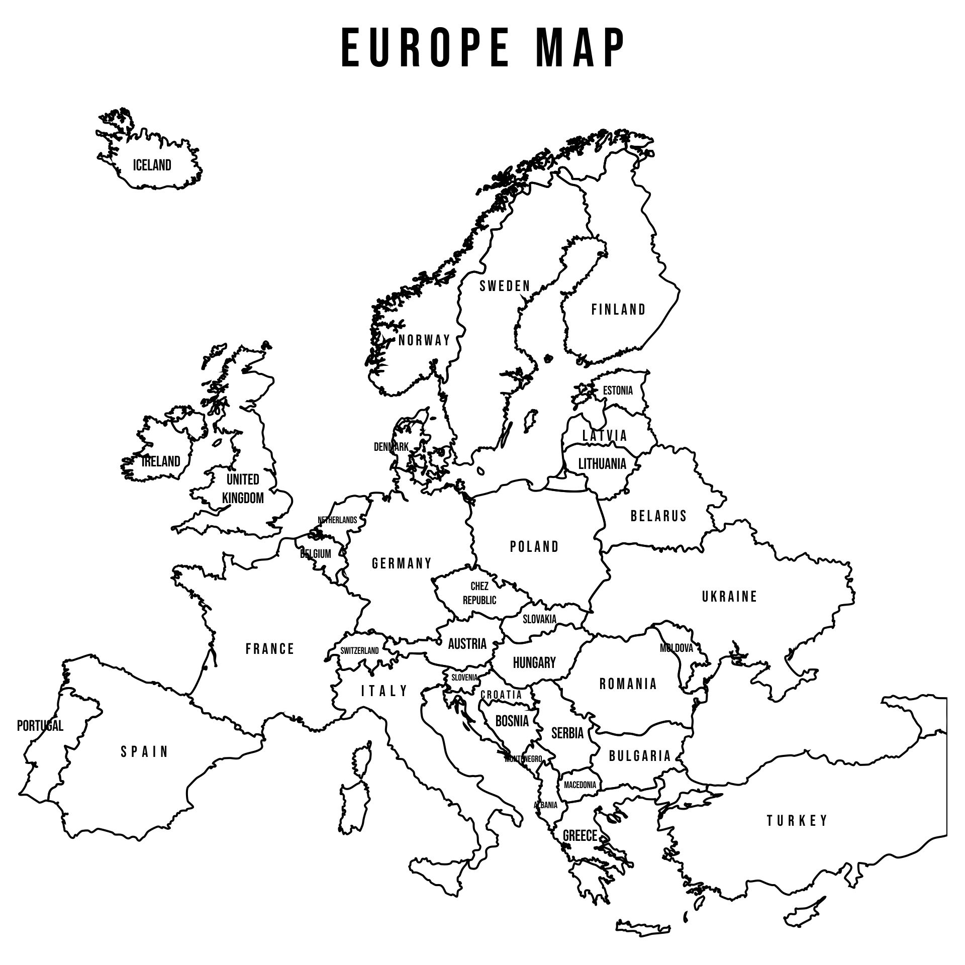 Printable Blank Map Of Europe