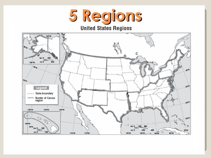 5 Regions Of The United States Printable Map