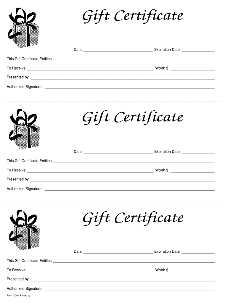 Blank Gift Certificate Printable Fill Out Sign Online DocHub