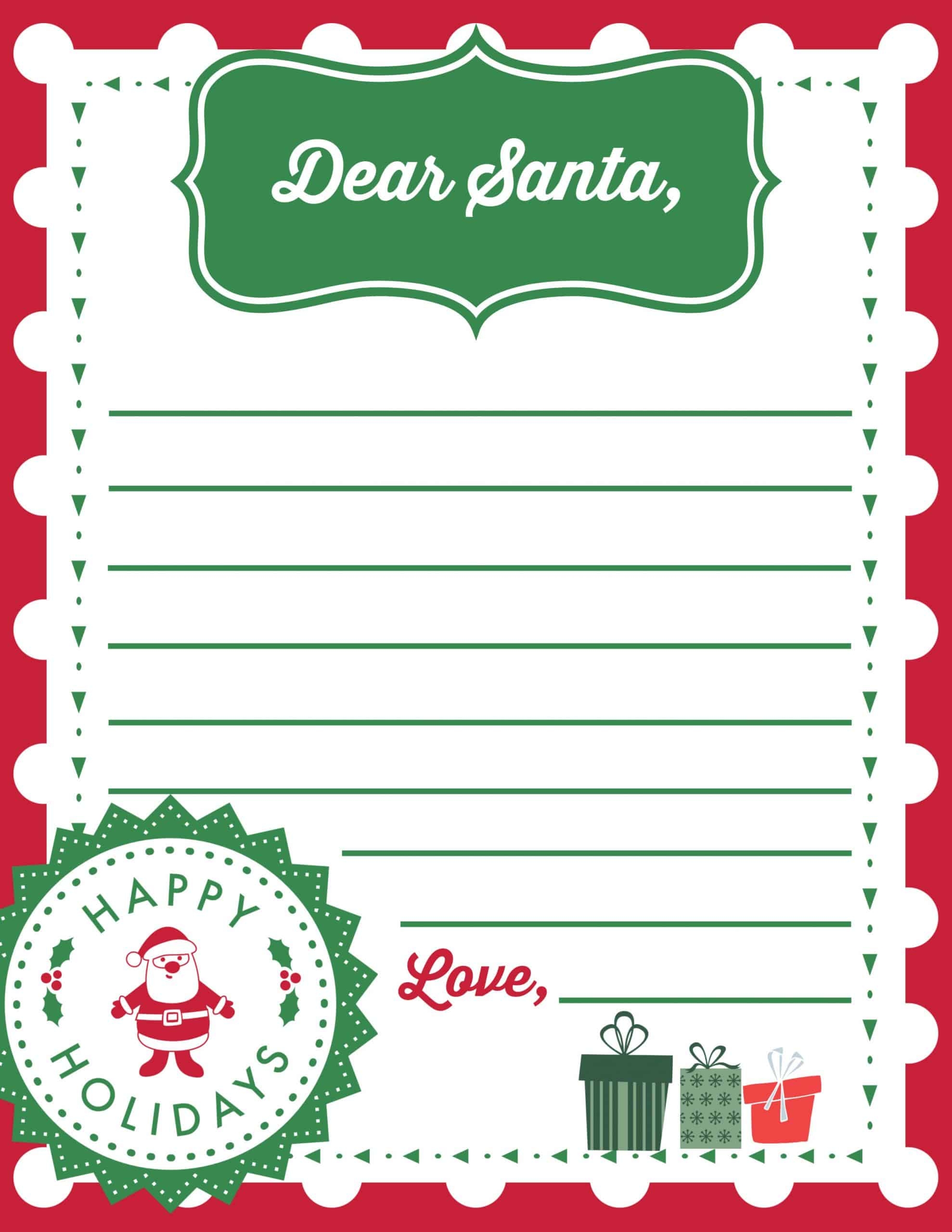 Blank Letter To Santa Free Printable Template