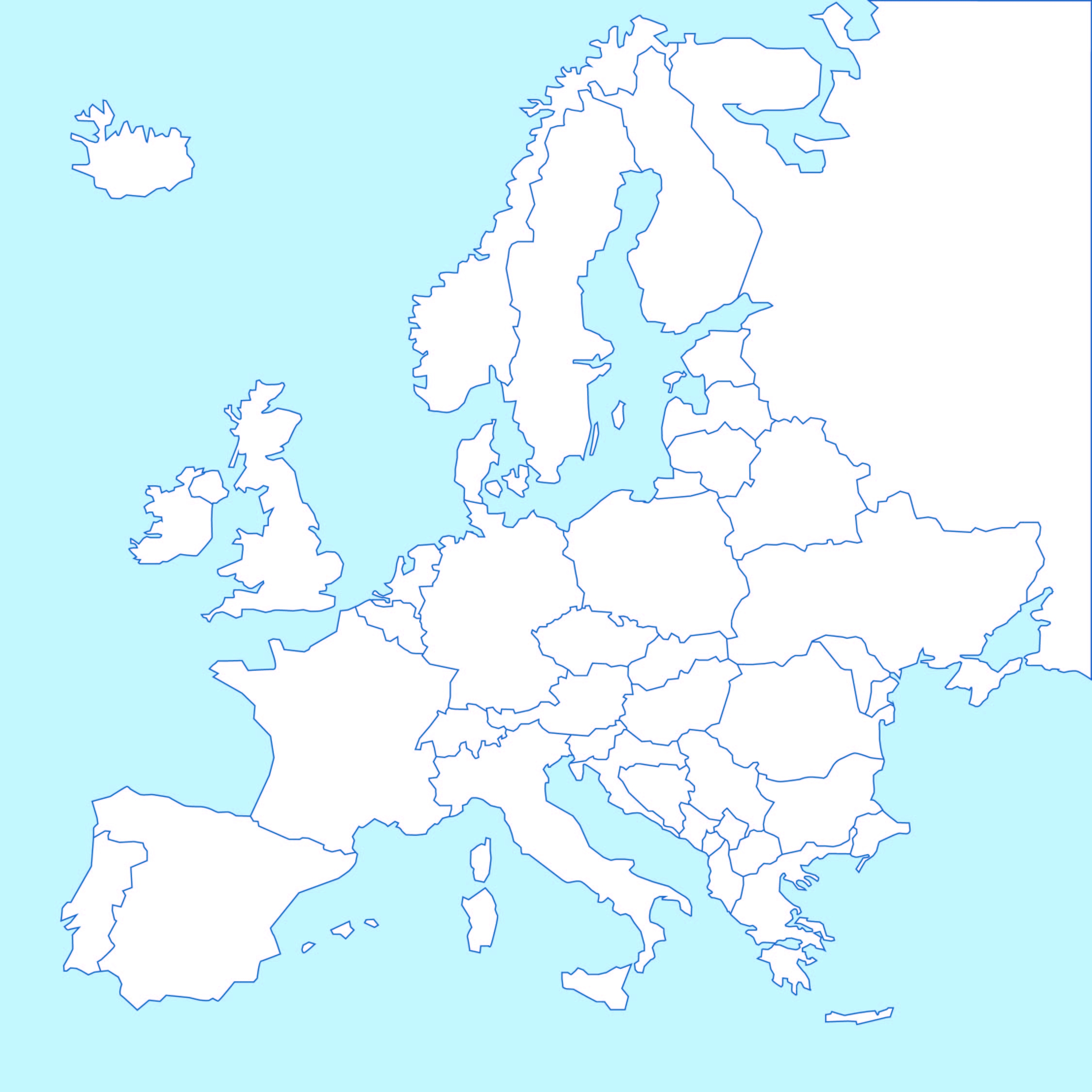 Blank Map Of Europe Printable