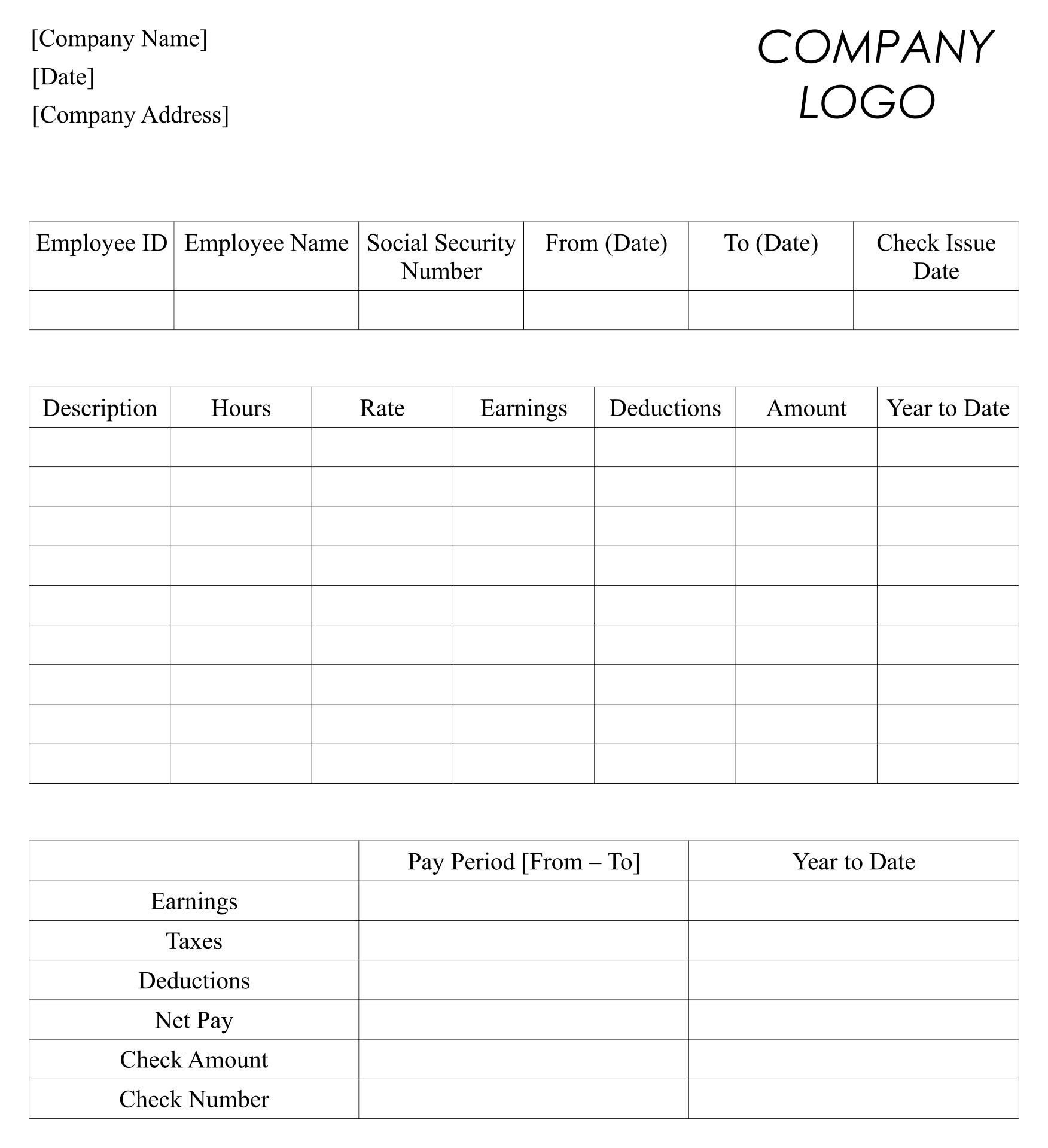 Blank Paycheck Stubs 10 Free PDF Printables Printablee