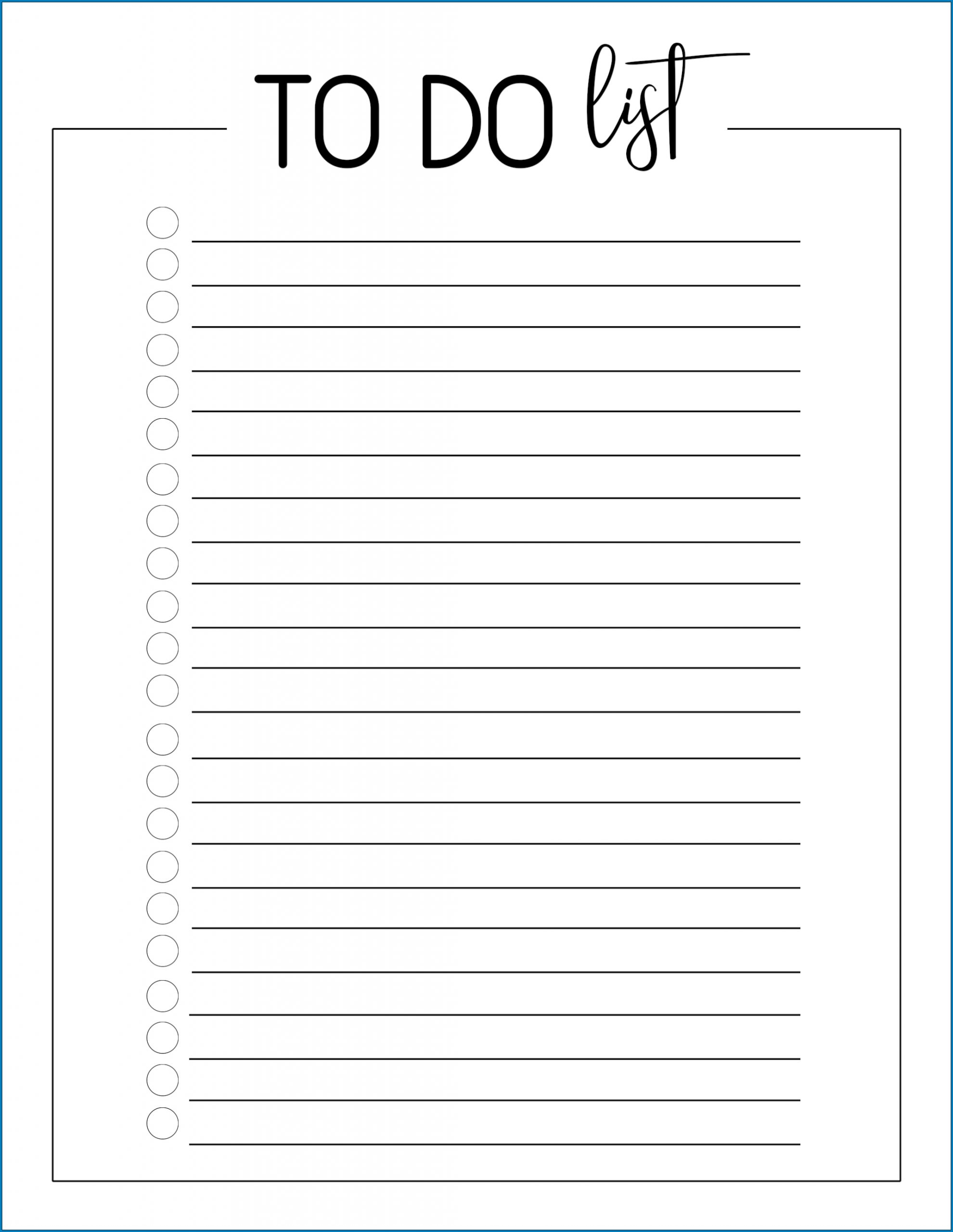 Blank To Do List Printable