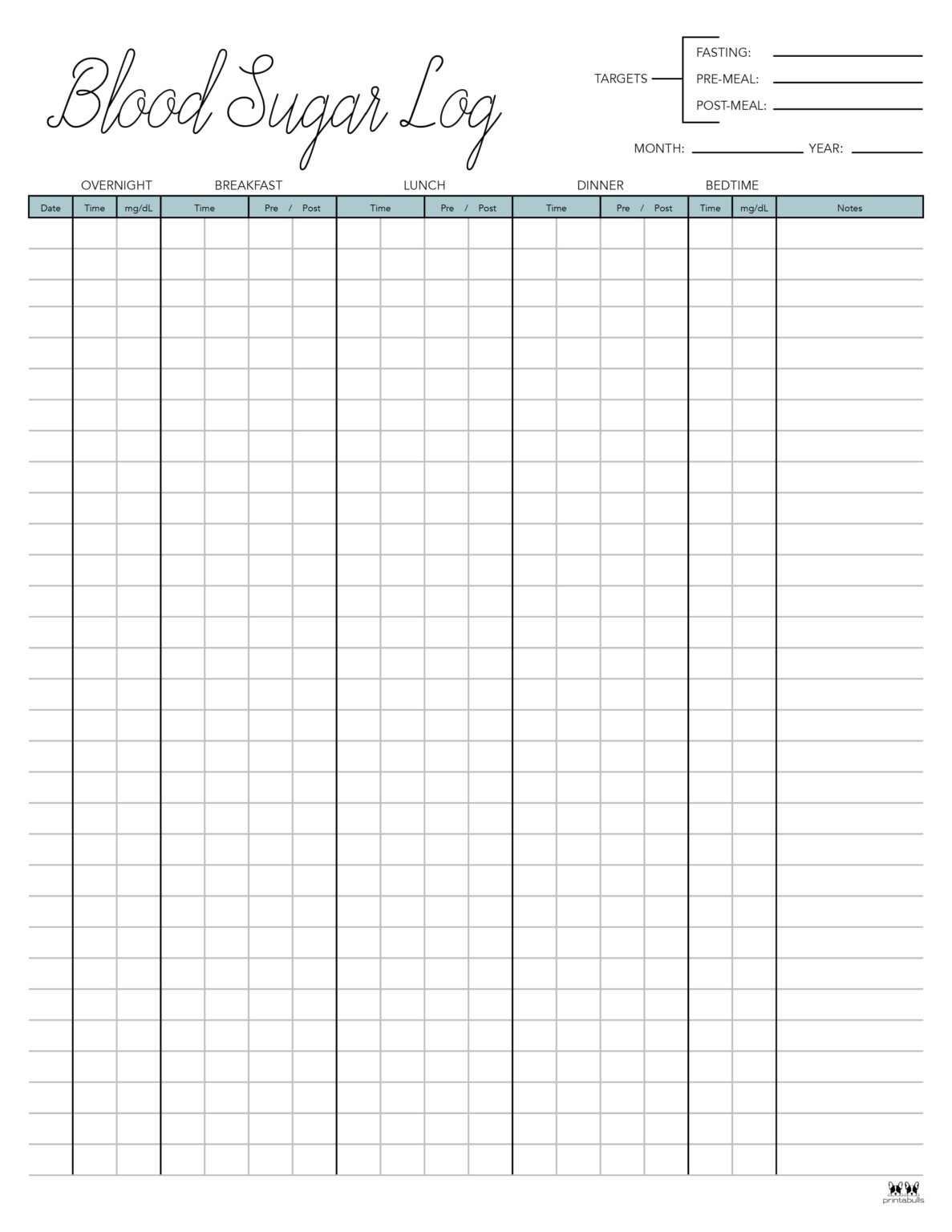 Blood Sugar Logs 25 FREE Logs Trackers Printabulls