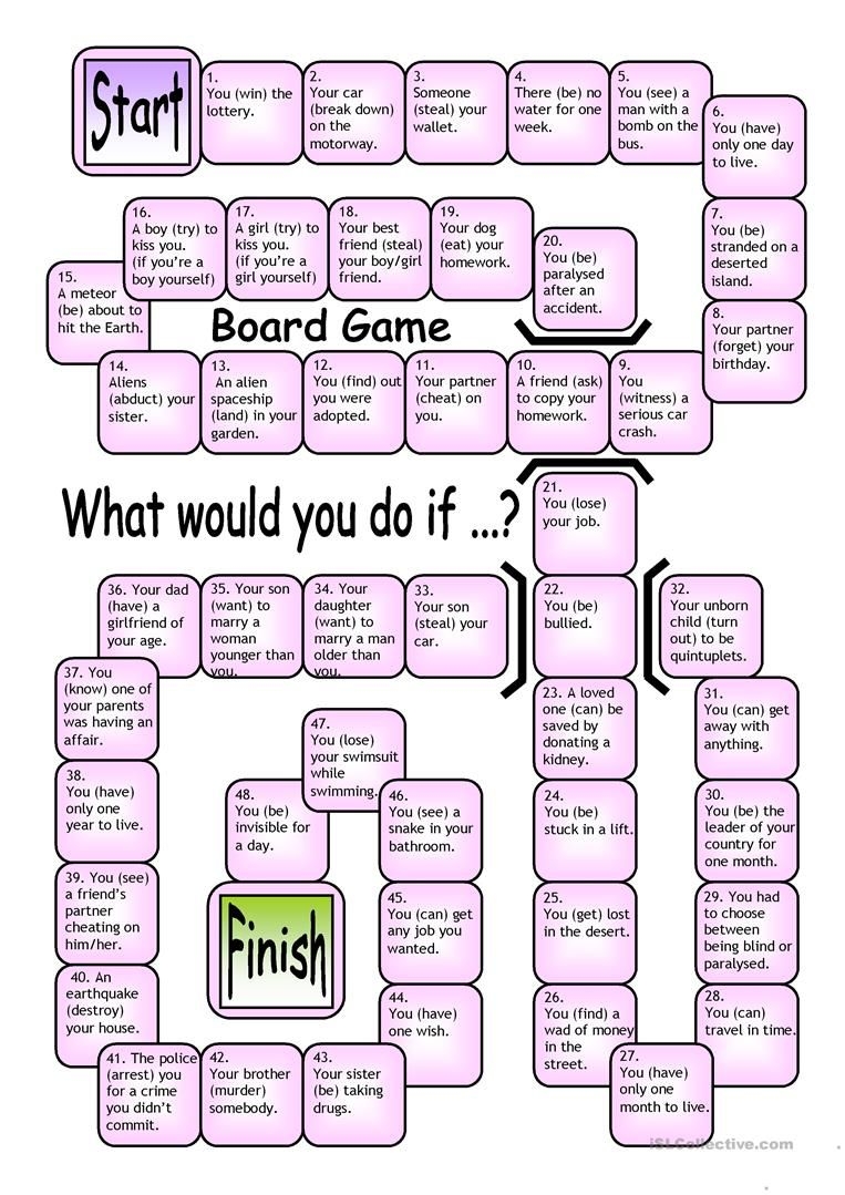 Board Game What Would You Do If Worksheet Free ESL Printable 