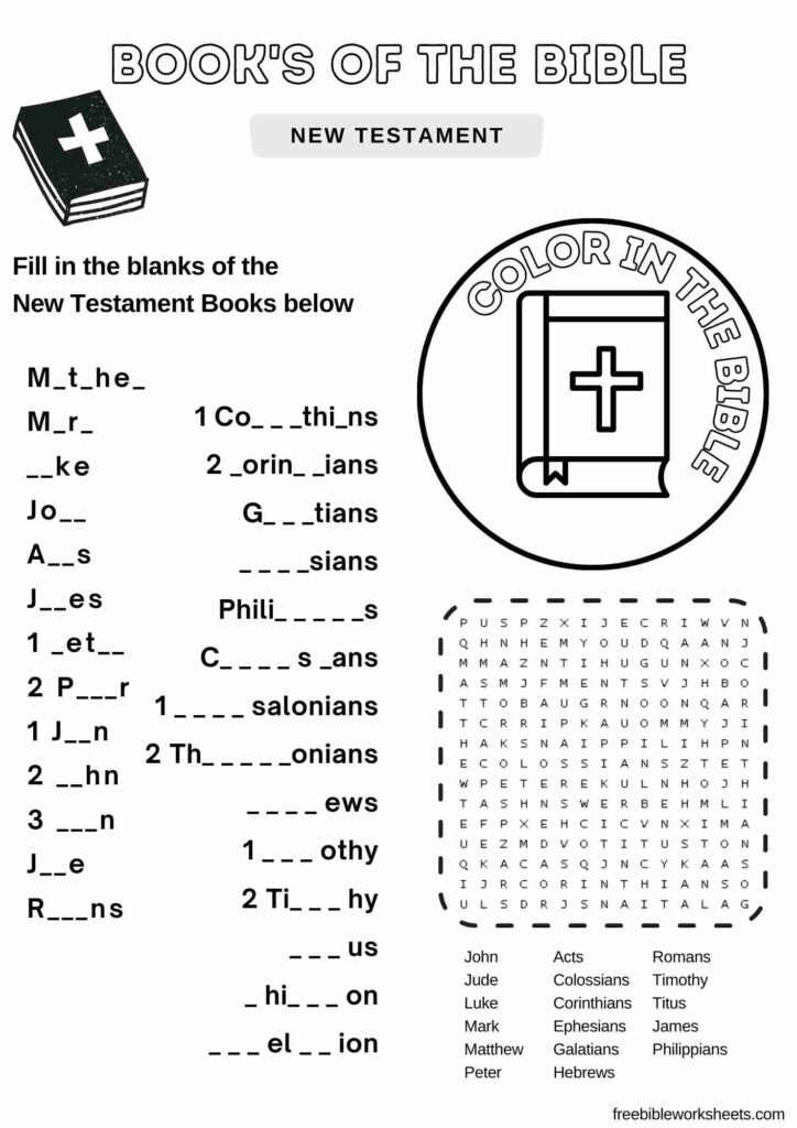 Books Of The Bible Printable Worksheets