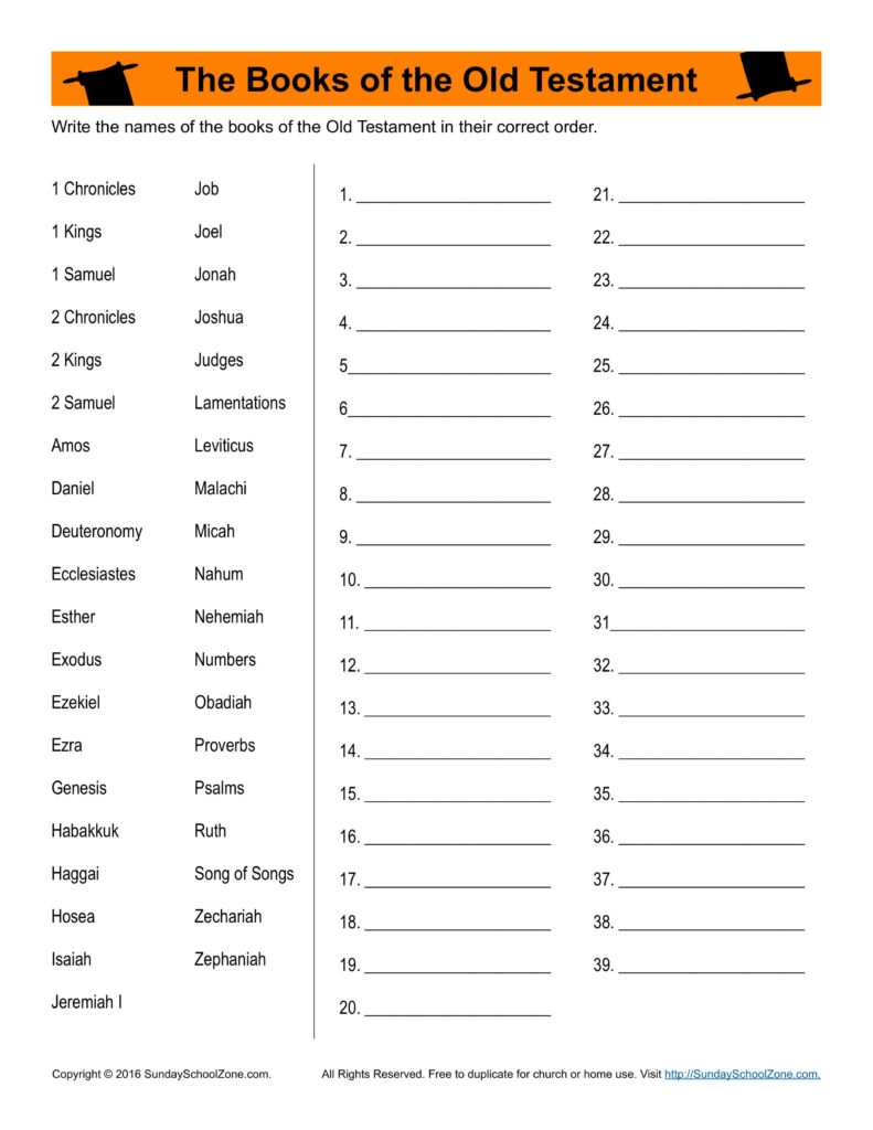 Books Of The Bible Printable Worksheets Peggy Worksheets