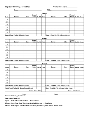 Bowling Recap Sheet Form Fill And Sign Printable Template Online