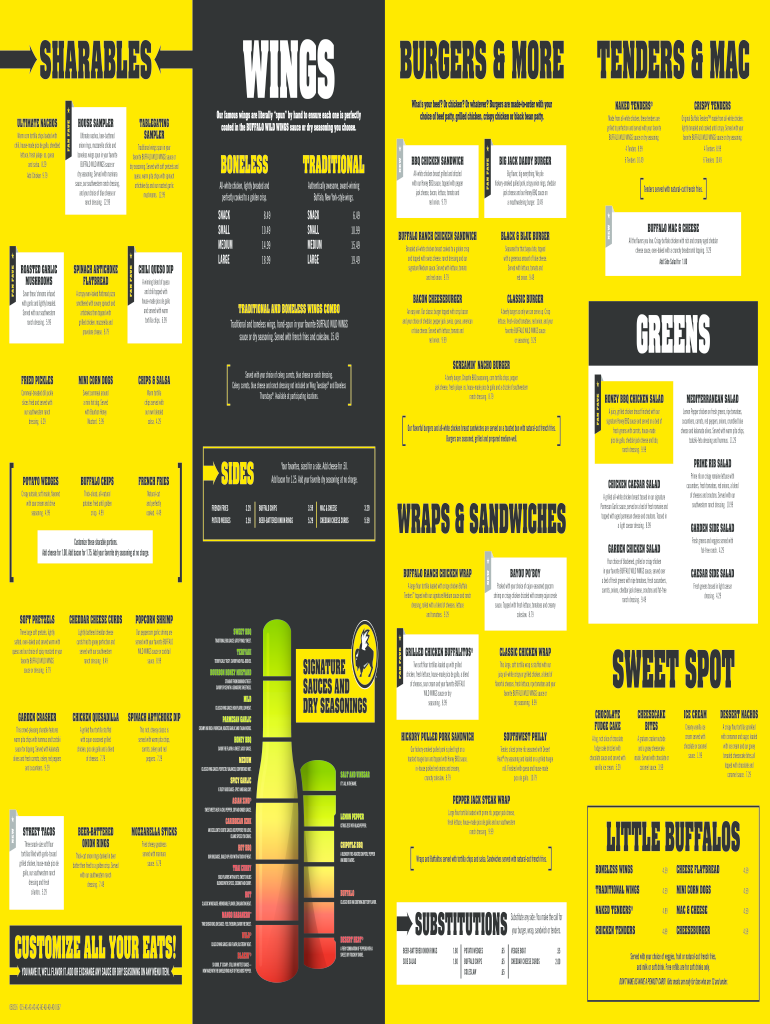 Buffalo Wild Wings Menu With Prices Pdf Fill Out Sign Online DocHub