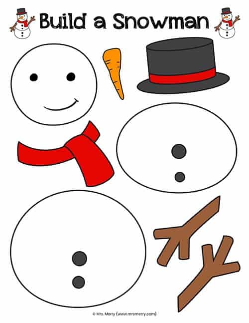 Build A Snowman Free Printable Activity Mrs Merry Worksheets Library