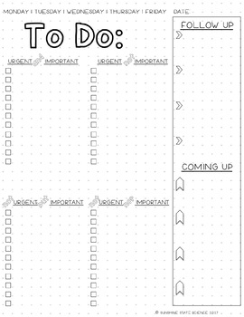 Bullet Journal TO DO LIST Printable By Sunshine State Science TpT