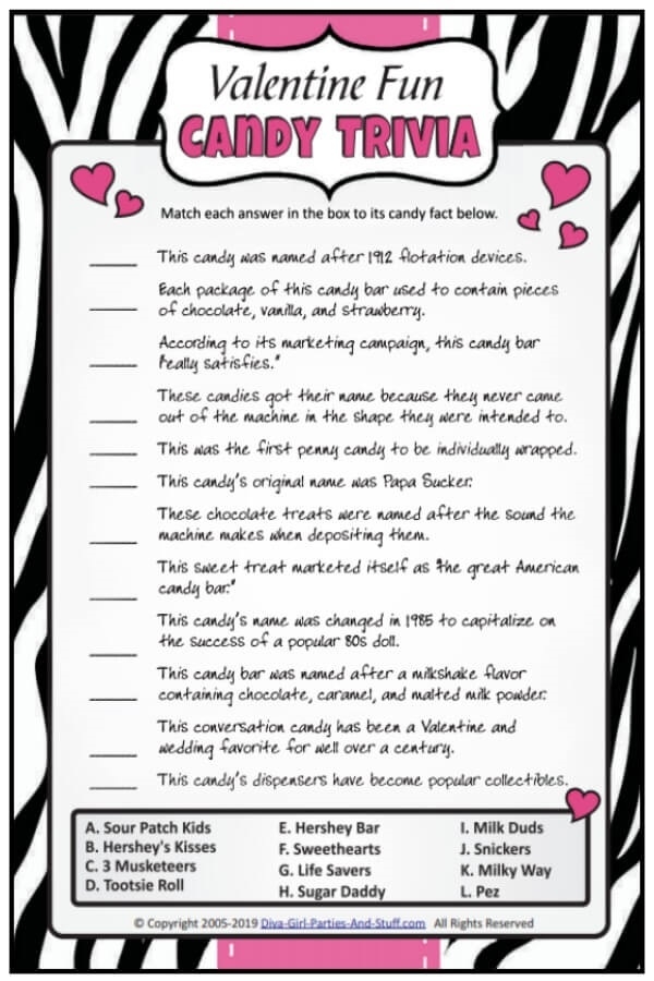 Candy Trivia Questions And Answers Printable