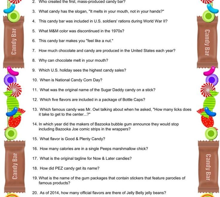 Candy Trivia Questions And Answers Printable Printable Templates Free