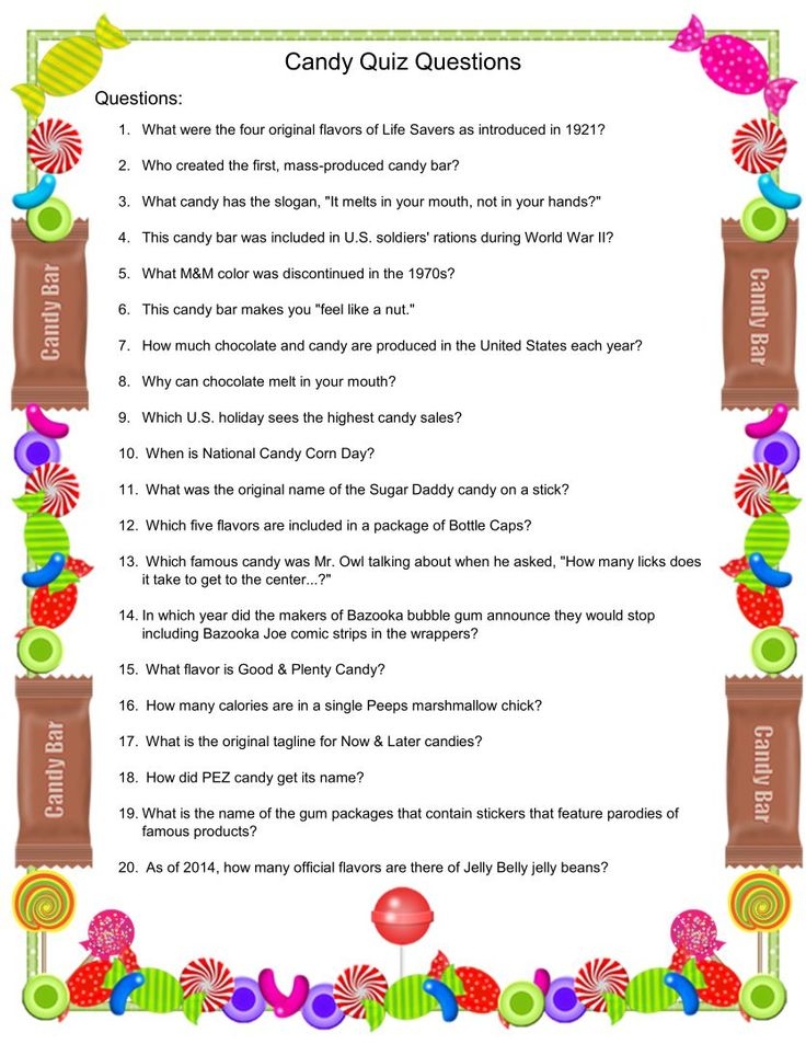 Candy Trivia Questions And Answers Printable Printable Templates Free
