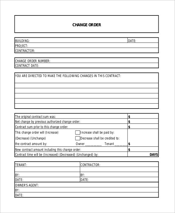Change Order Templates