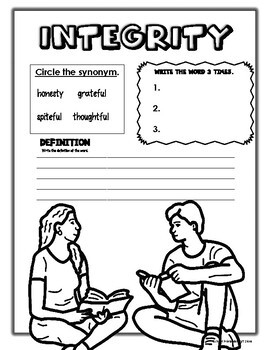 Character Education Worksheets By Savvy School Posters And Printables