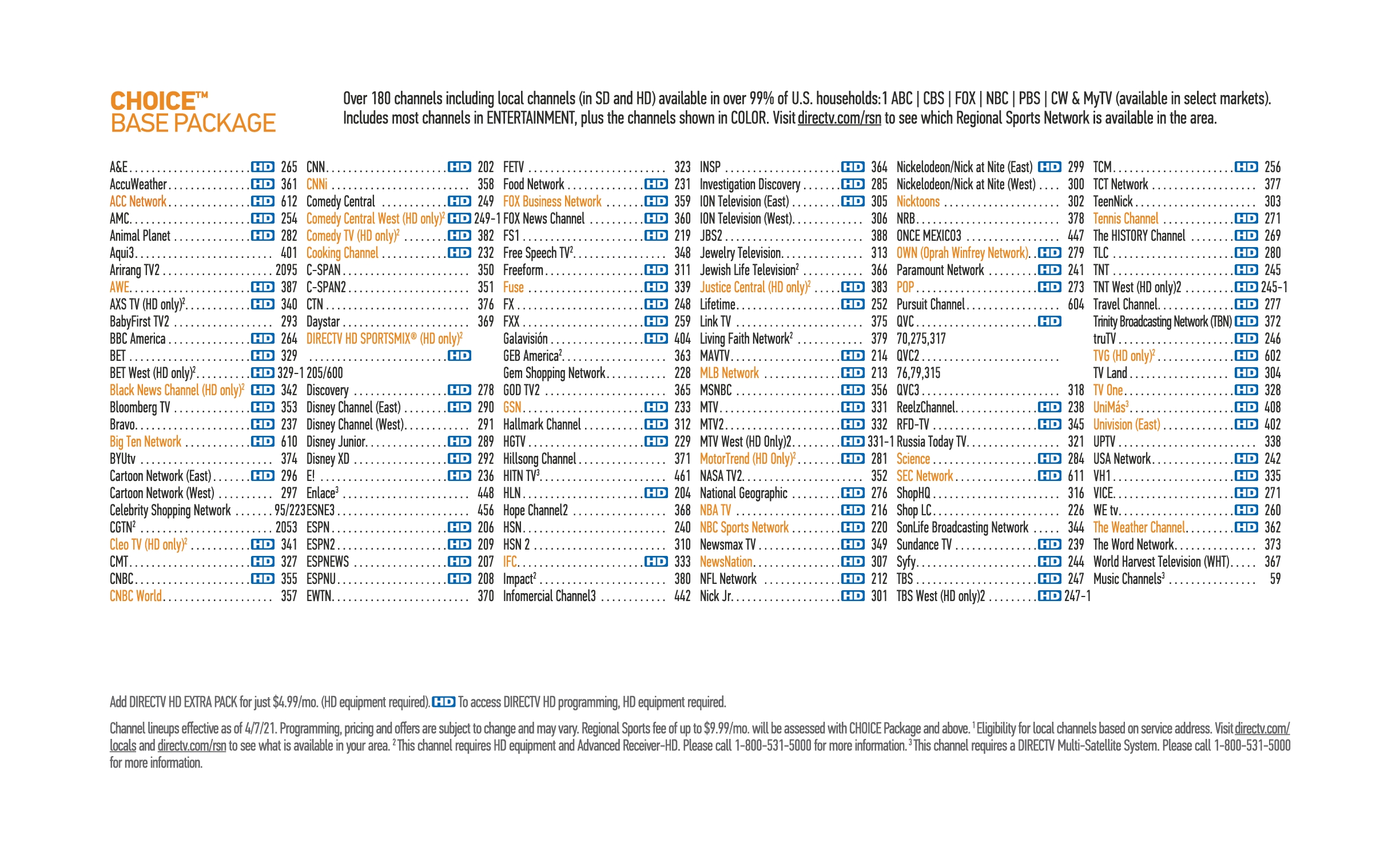 Choice Printable Directv Channel Guide