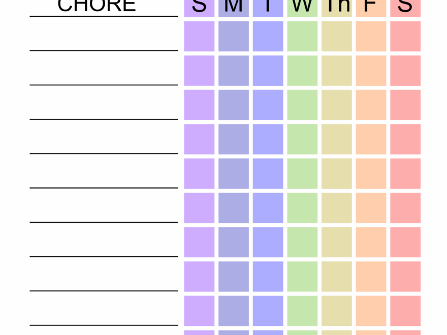 Chore Charts Printable Editable Daily Weekly Templates Free