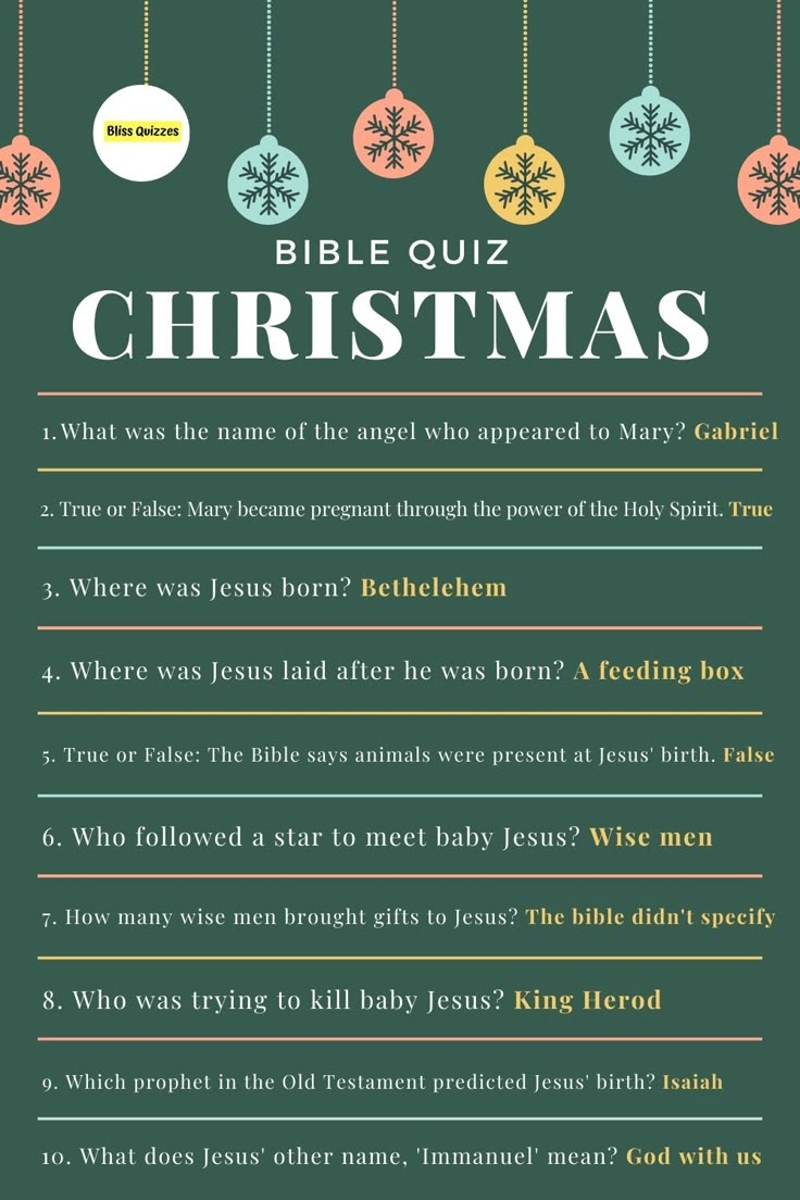 Christmas Bible Quiz Questions And Answers 50 Christmas Bib