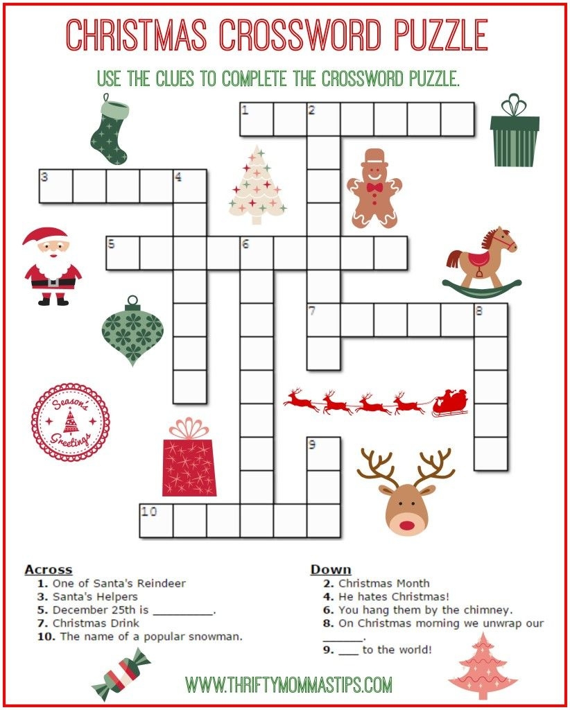 Christmas Crossword Puzzles Free Printable FREE Printable A Z