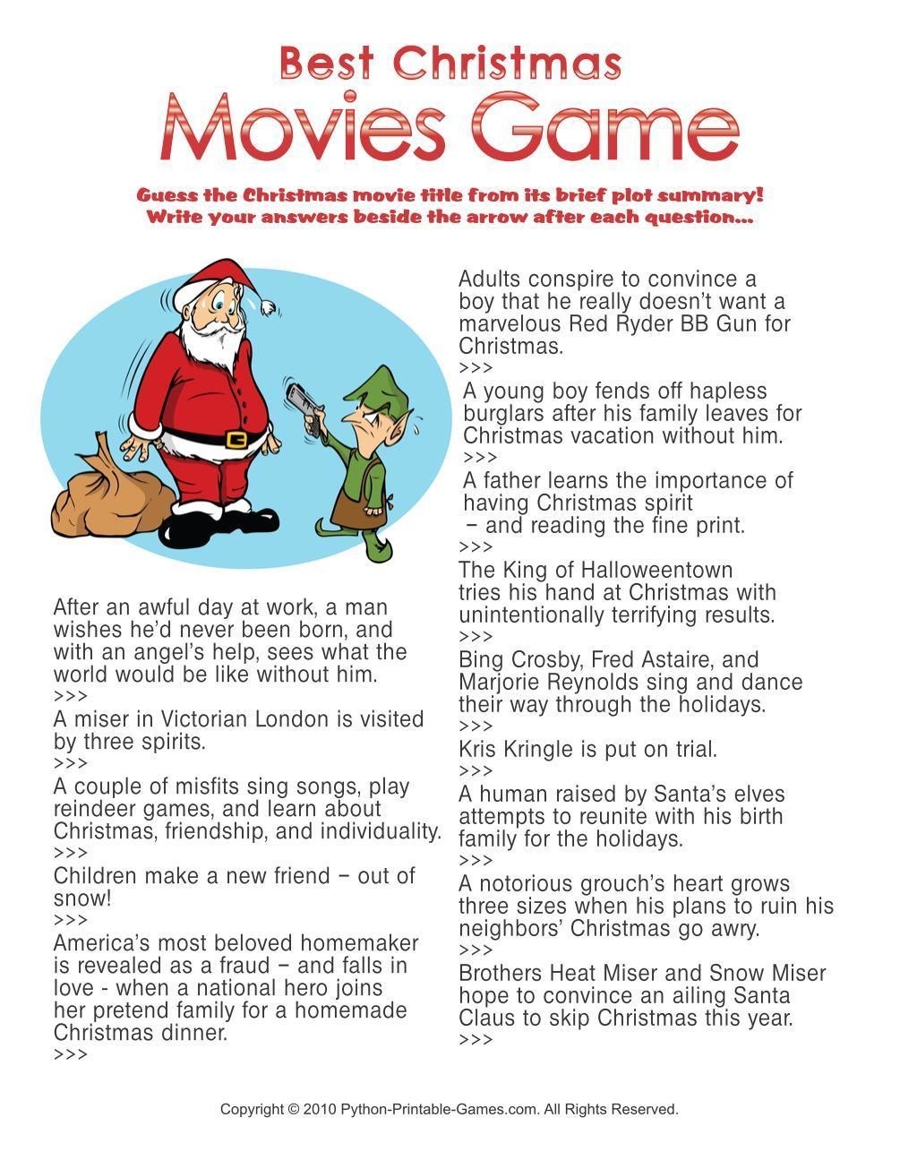 Christmas Movie Trivia Game Printable Printable Word Searches