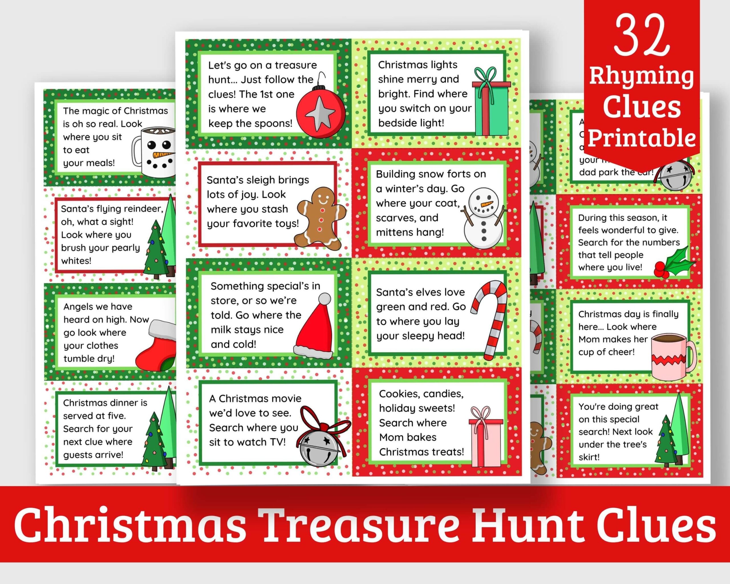 Christmas Scavenger Hunt Clues 32 Printable Rhyming Christmas 