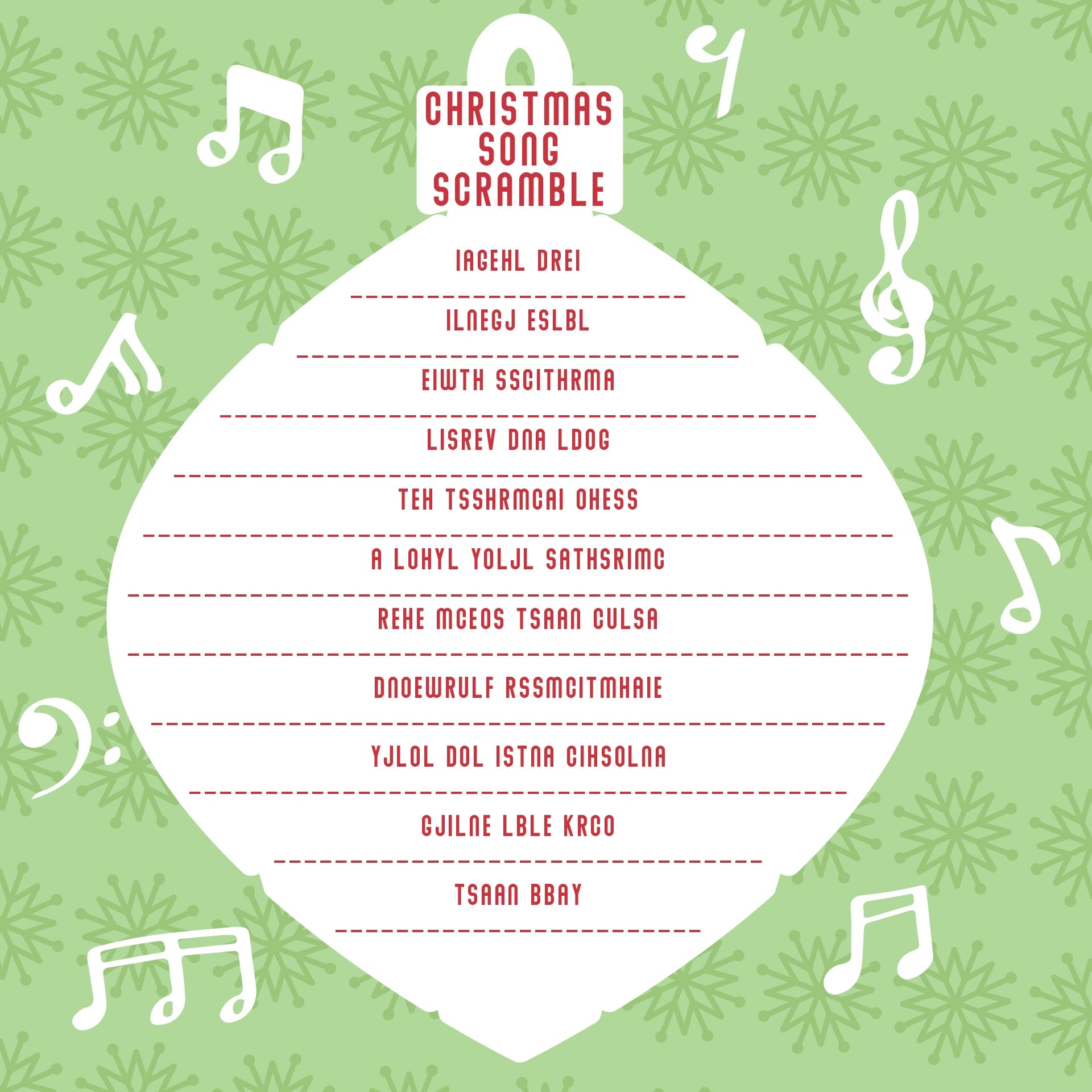 Christmas Song Scramble 14 Free PDF Printables Printablee