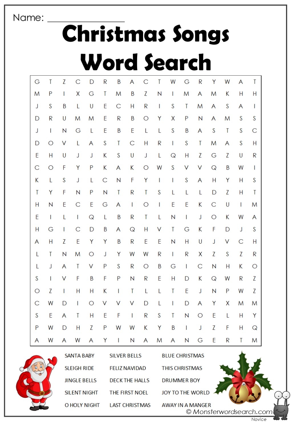 Printable Christmas Song Word Games For Youth
