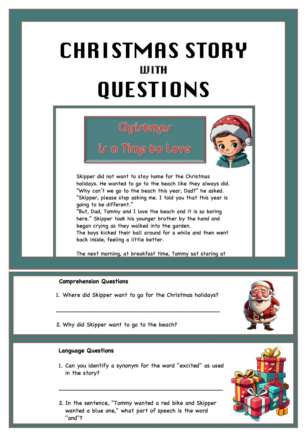Christmas Story With Questions Comprehension And Language Teacha 
