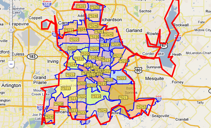 City Of Dallas Zip Code Map
