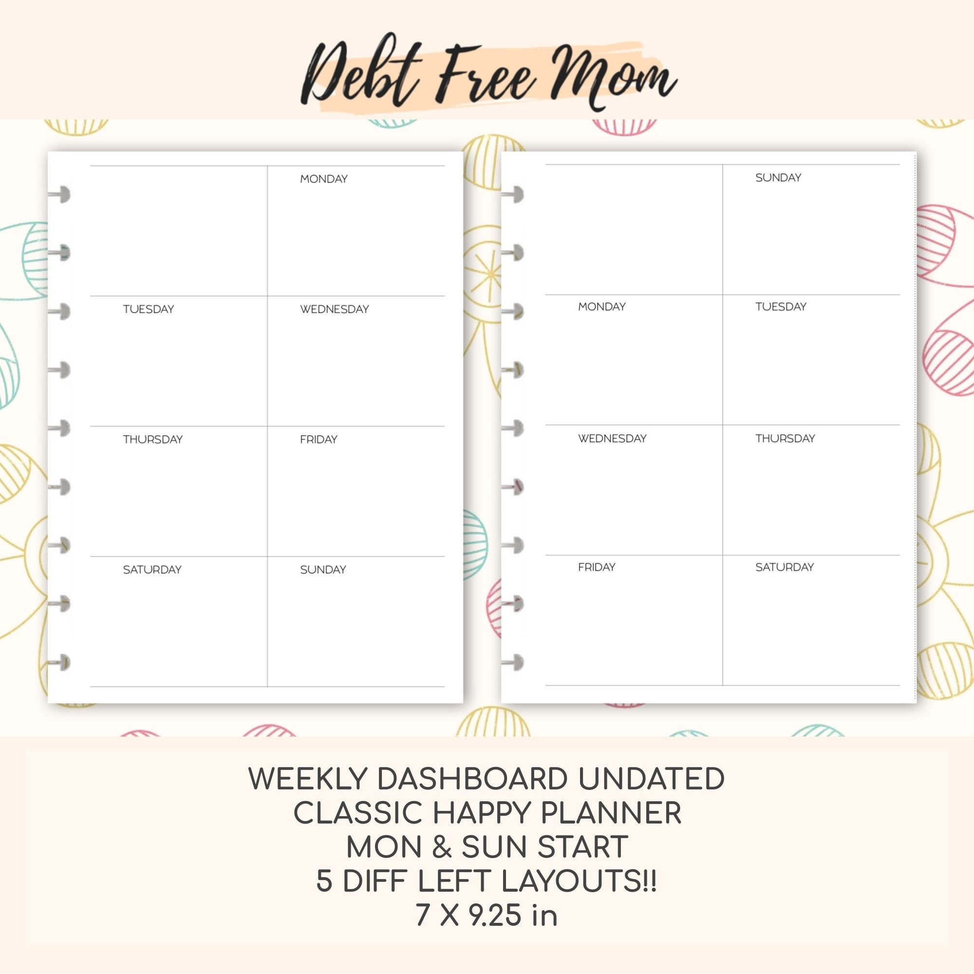Classic Happy Planner Weekly Dashboard Undated Printable Etsy Hong Kong