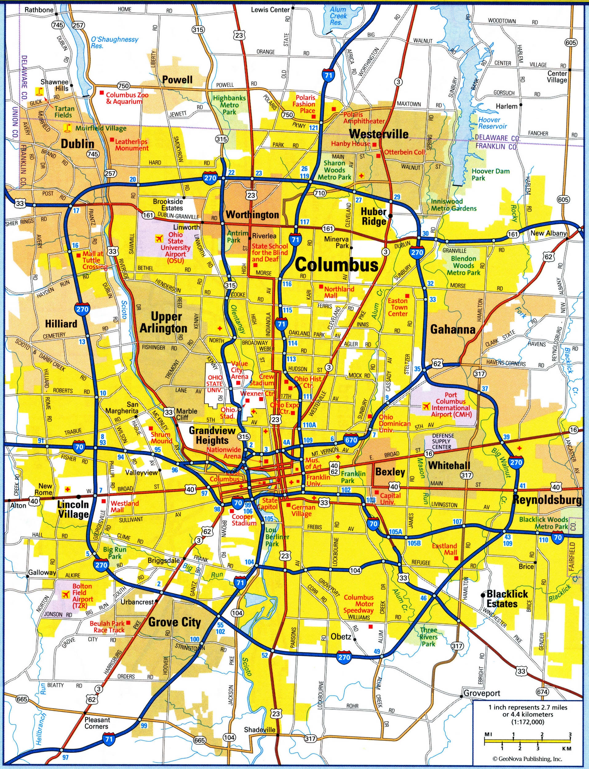 Columbus OH City Map Free Printable Detailed Map Of Columbus City Ohio