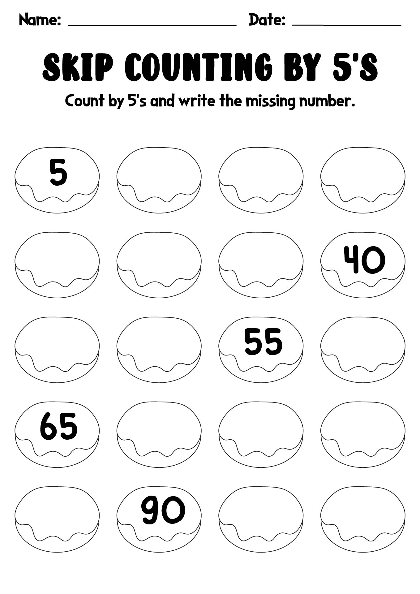 Counting By 5s Chart Printable