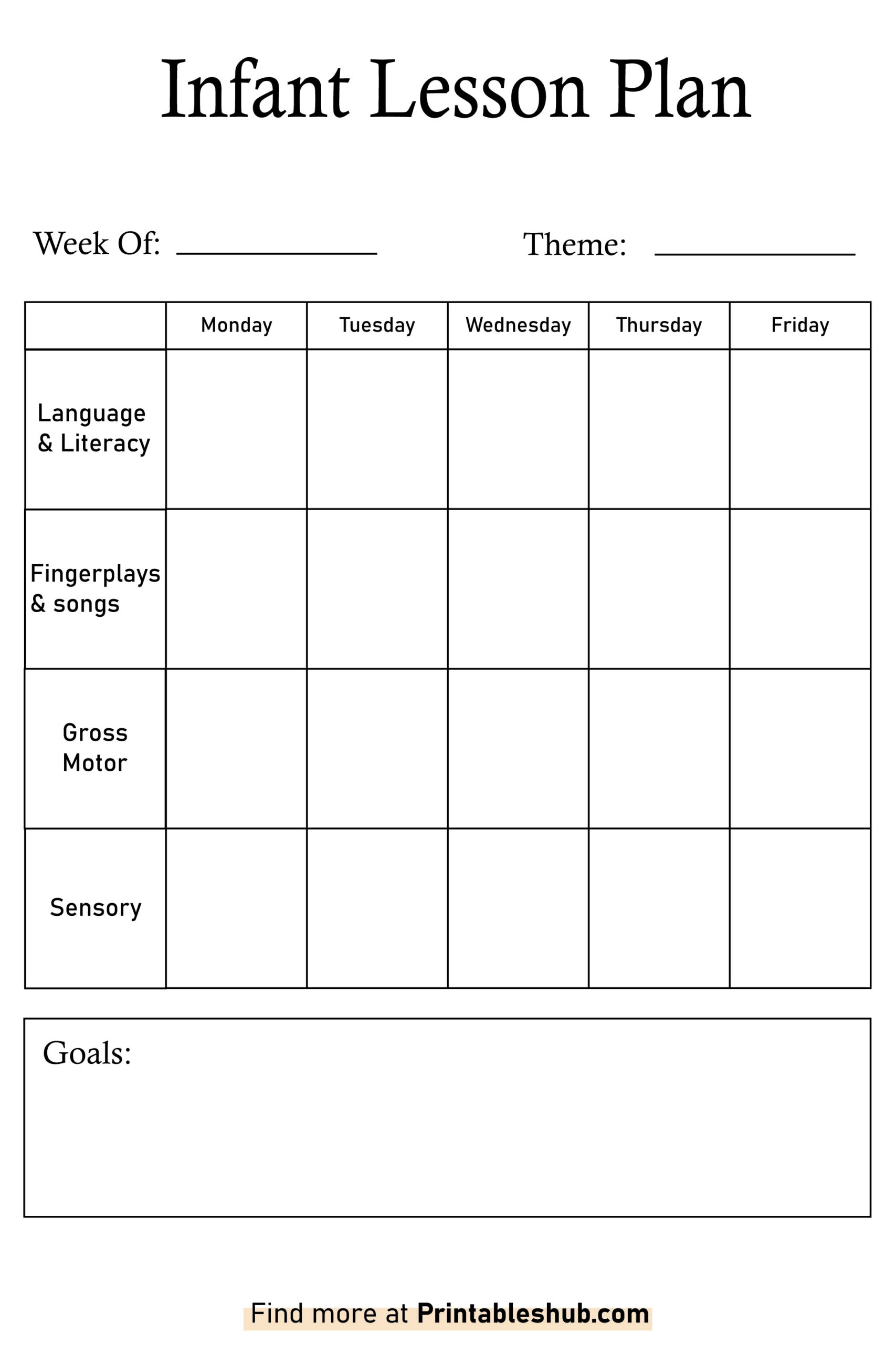 Crafting The Perfect Printable Blank Infant Lesson Plan Free PDF 