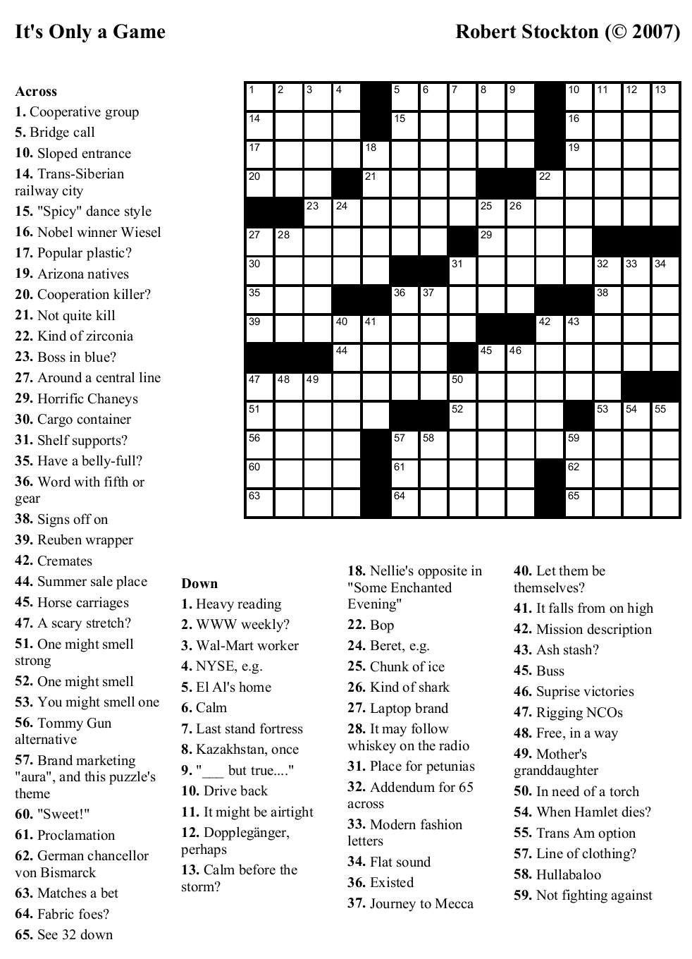 Crossword Puzzle Printable Medium