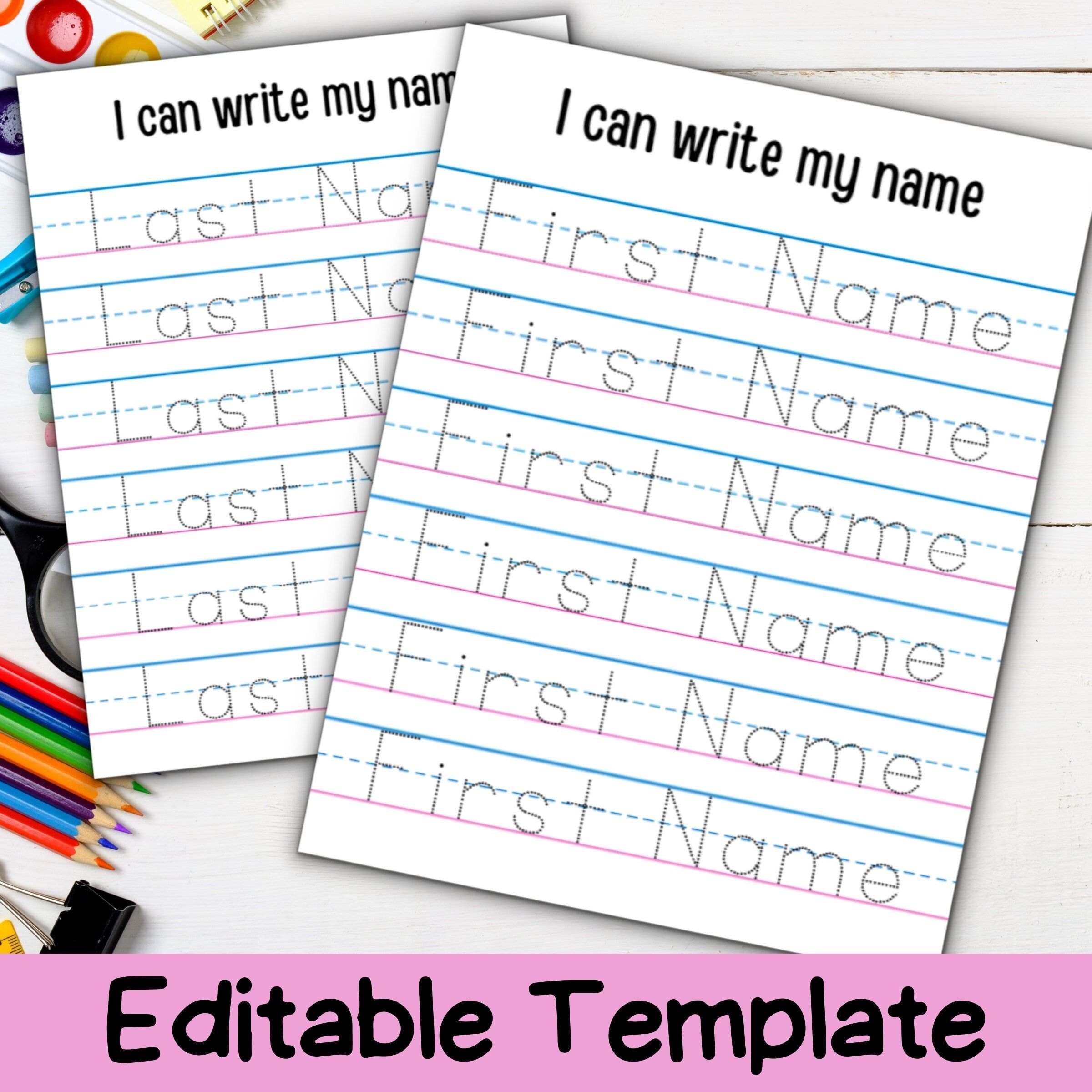 CUSTOM Handwriting Worksheet Personalize Name Tracing Template 
